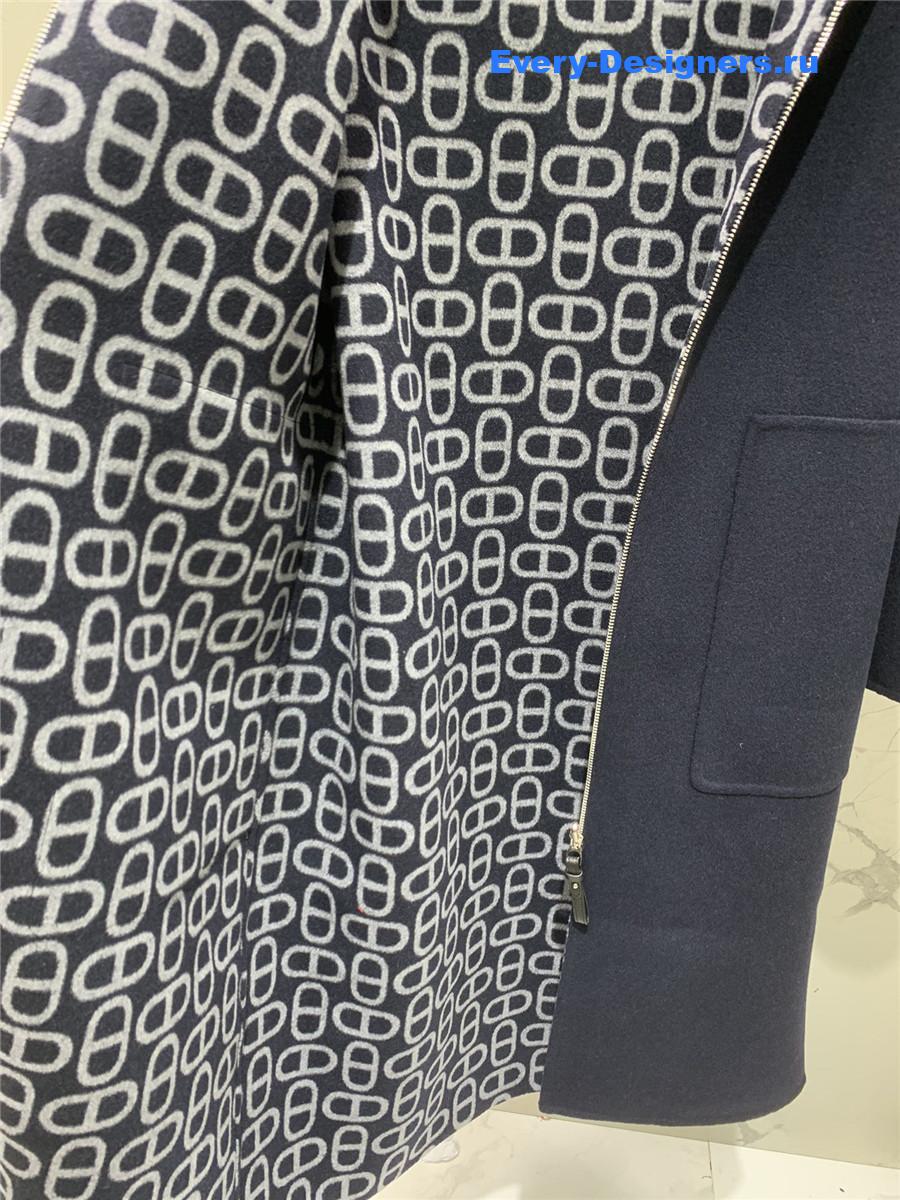 H**me5 navy double cashmere long coat