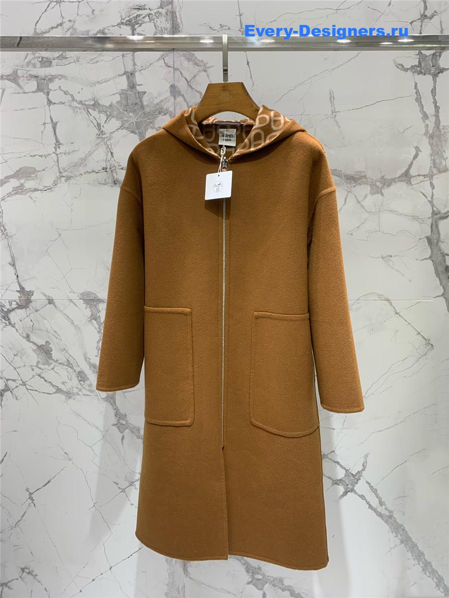 H**me5 brown double cashmere long coat