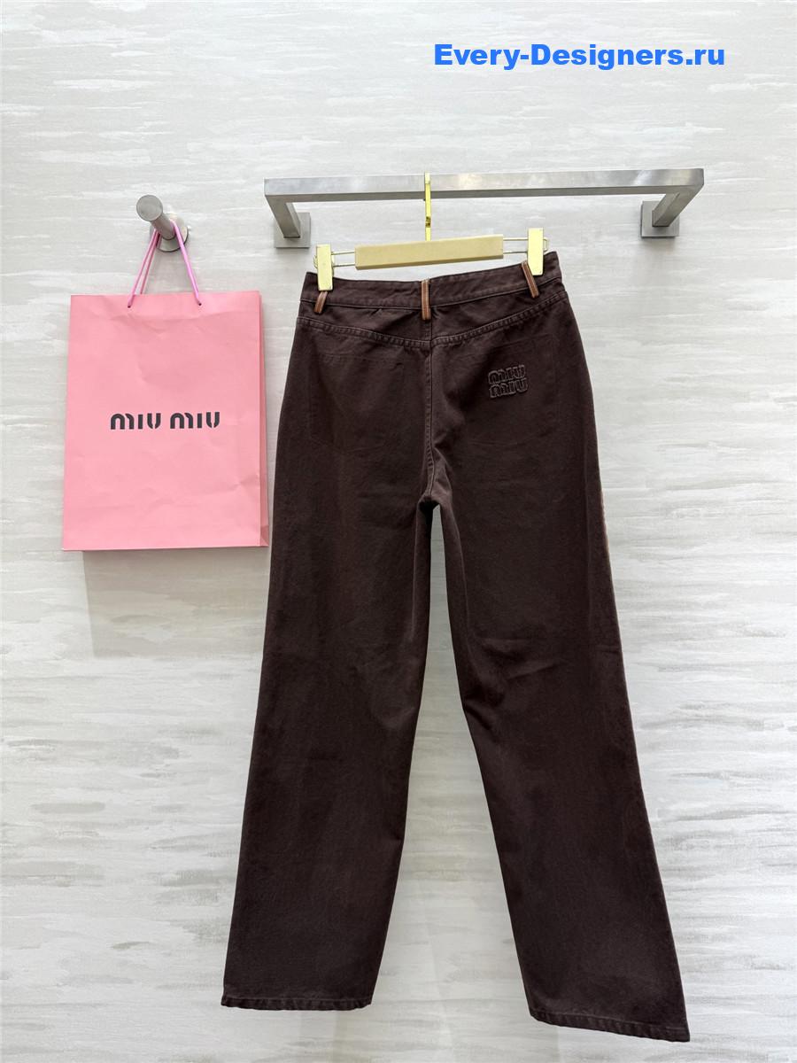 Miu Miu Brown Straight-leg Denim Trousers