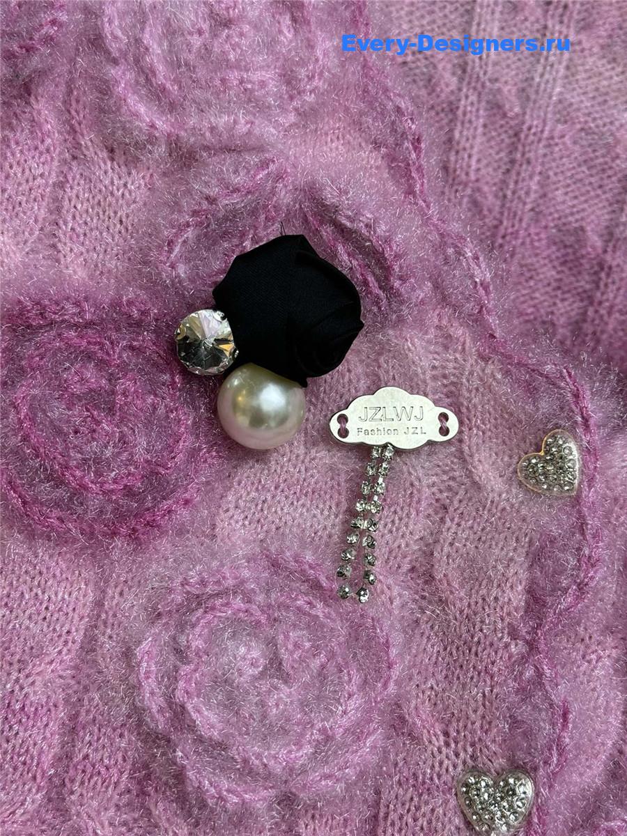 Miu Miu V-neck Pink Cropped Cardigan