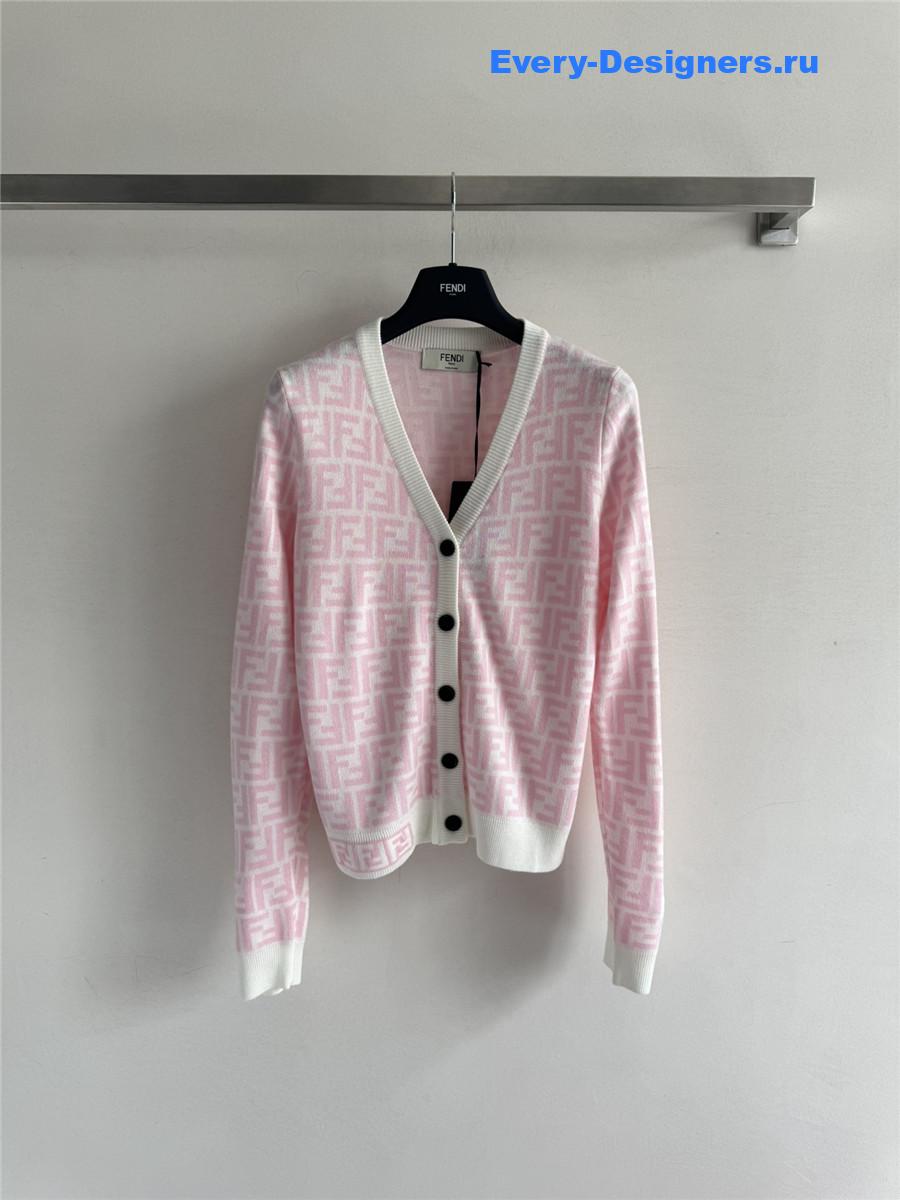 F**di pink ff v-neck cotton cardigan