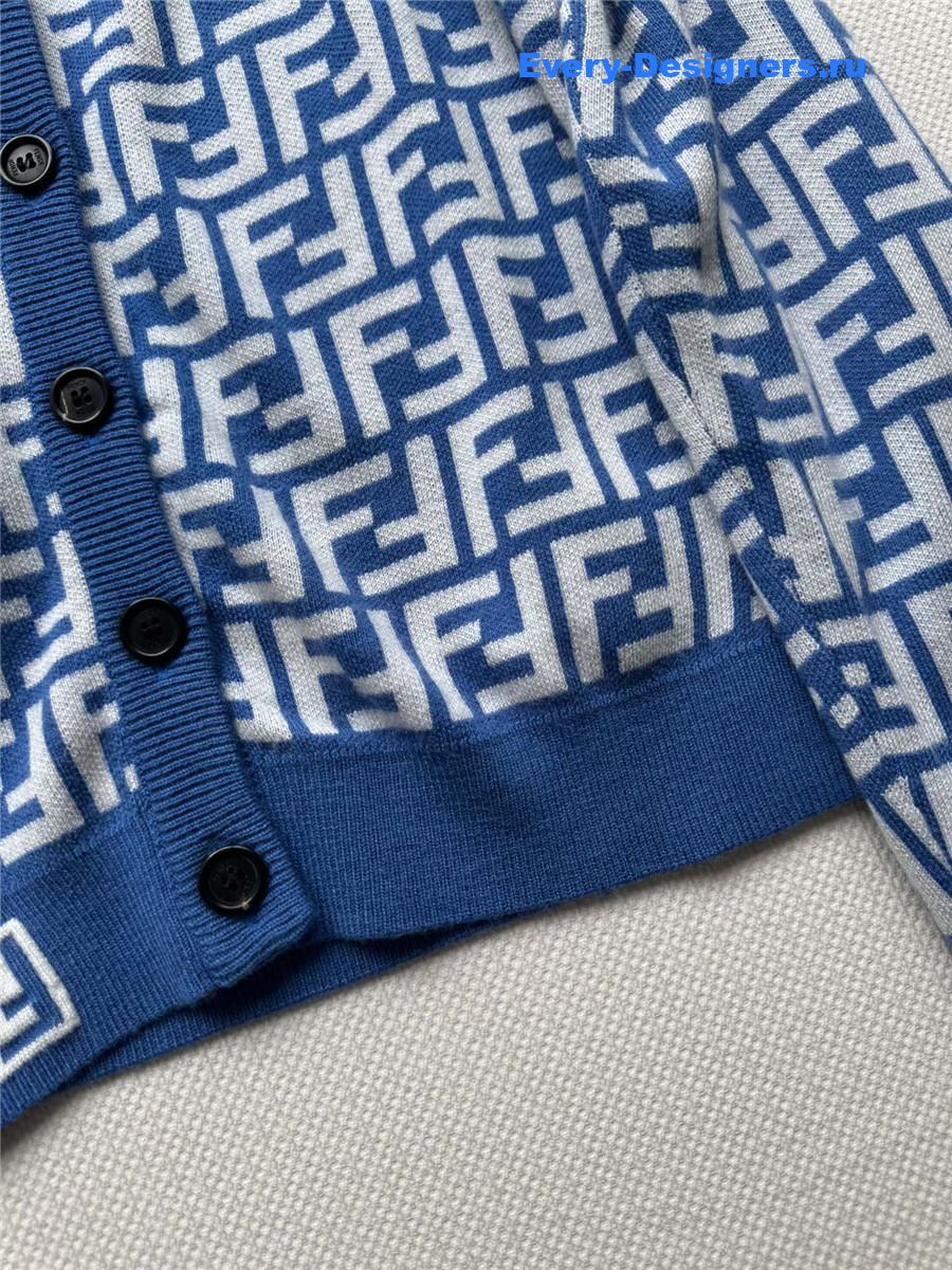 F**di blue ff v-neck cotton cardigan