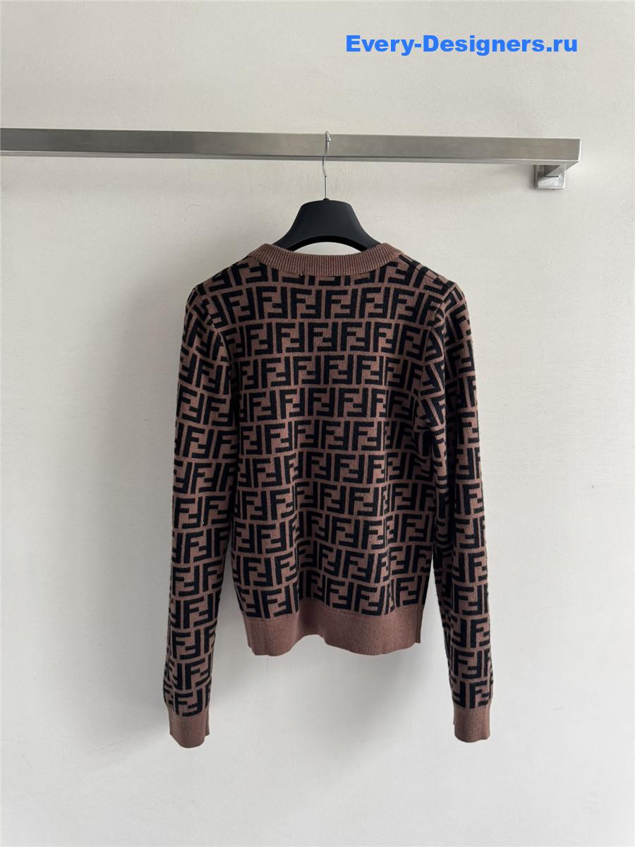F**di brown ff v-neck cotton cardigan
