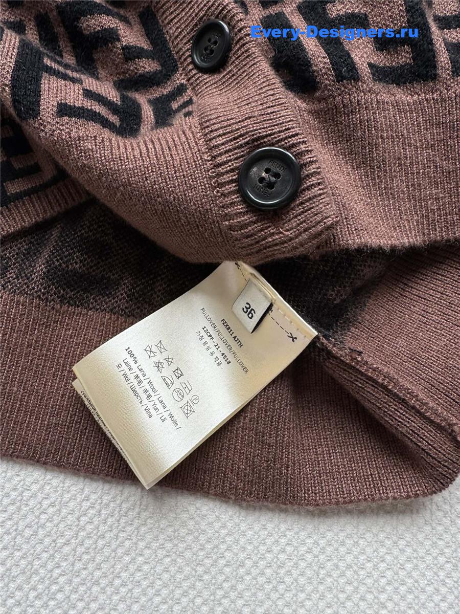 F**di brown ff v-neck cotton cardigan