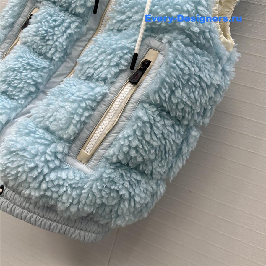 Moncler Grenoble Blue Teddy Fleece Hooded Down Vest