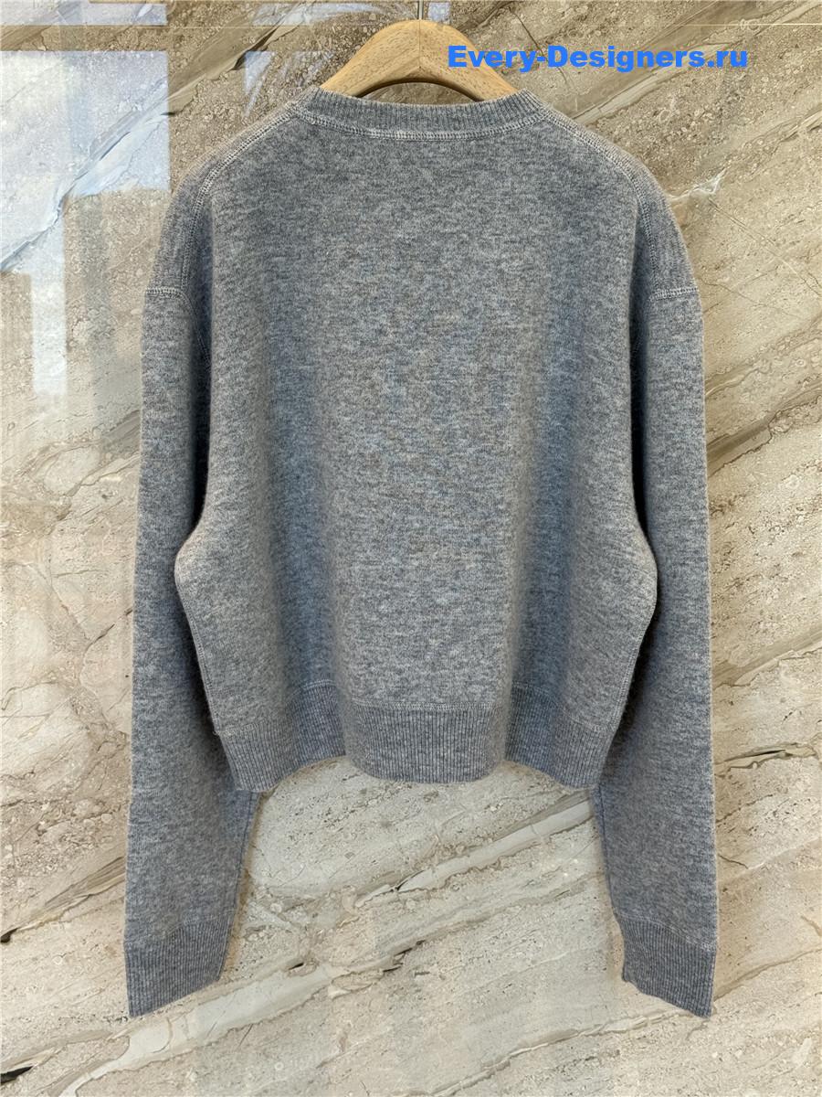 Miu Miu Grey Cashmere Logo Sweater