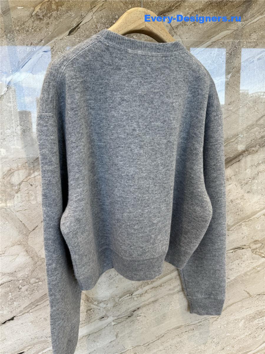 Miu Miu Grey Cashmere Logo Sweater