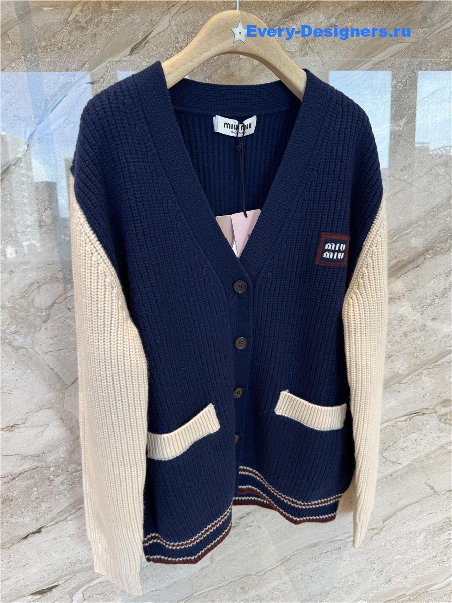 Miu Miu Ribbed-knit Cardigan In Multicoloured