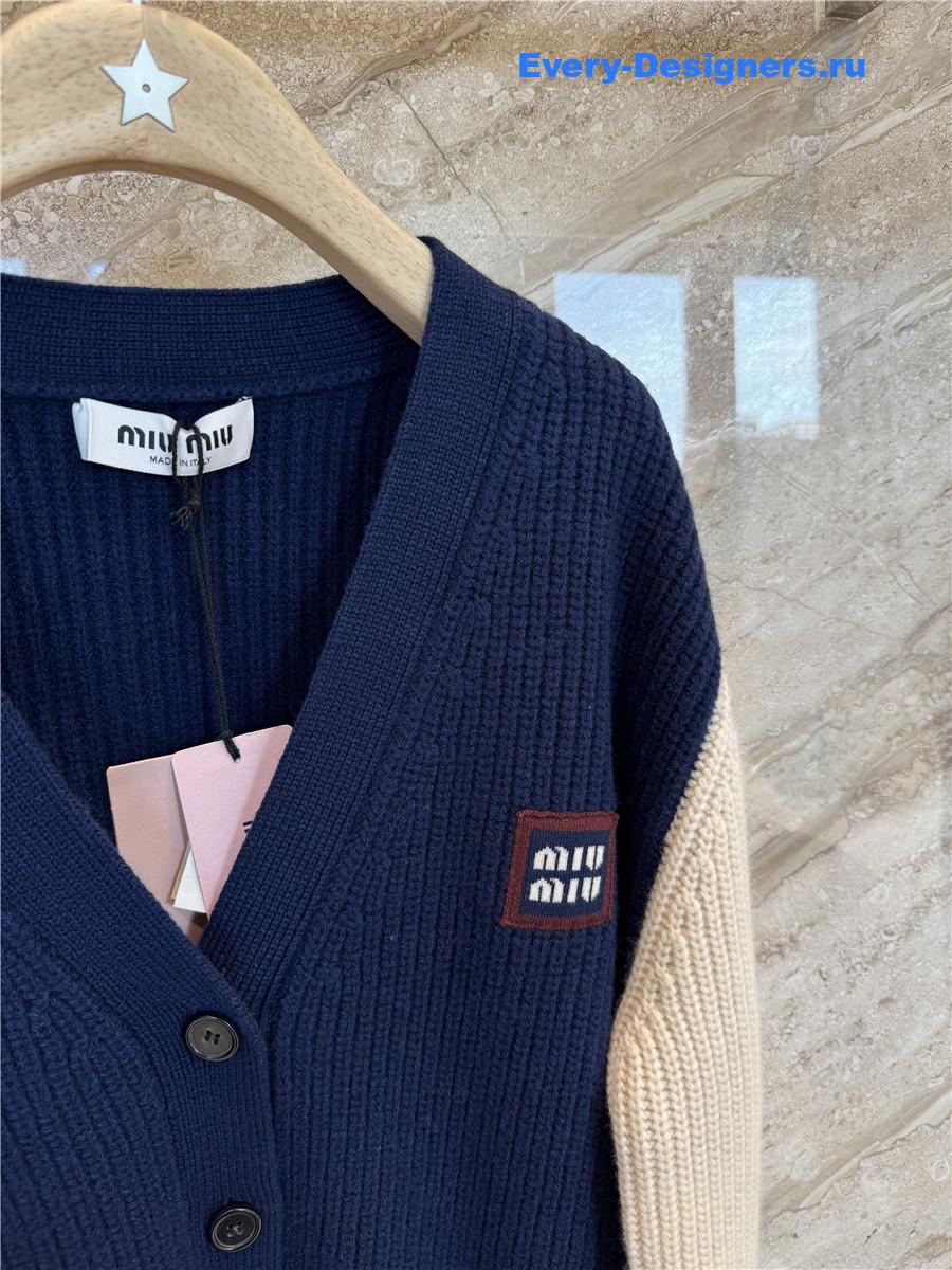 Miu Miu Ribbed-knit Cardigan In Multicoloured