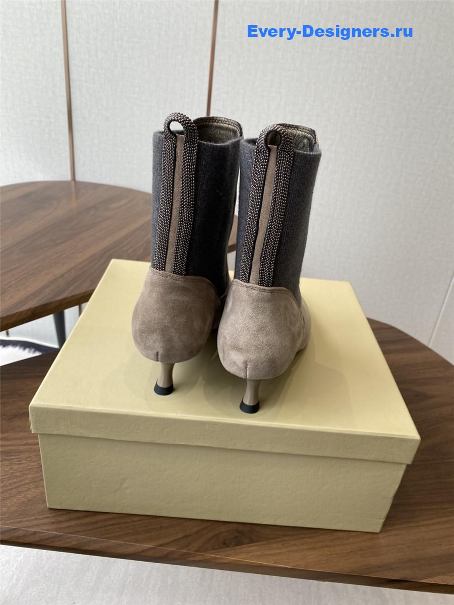 BC Beige Suede Cashmere Kitten-Heel Ankle Boot