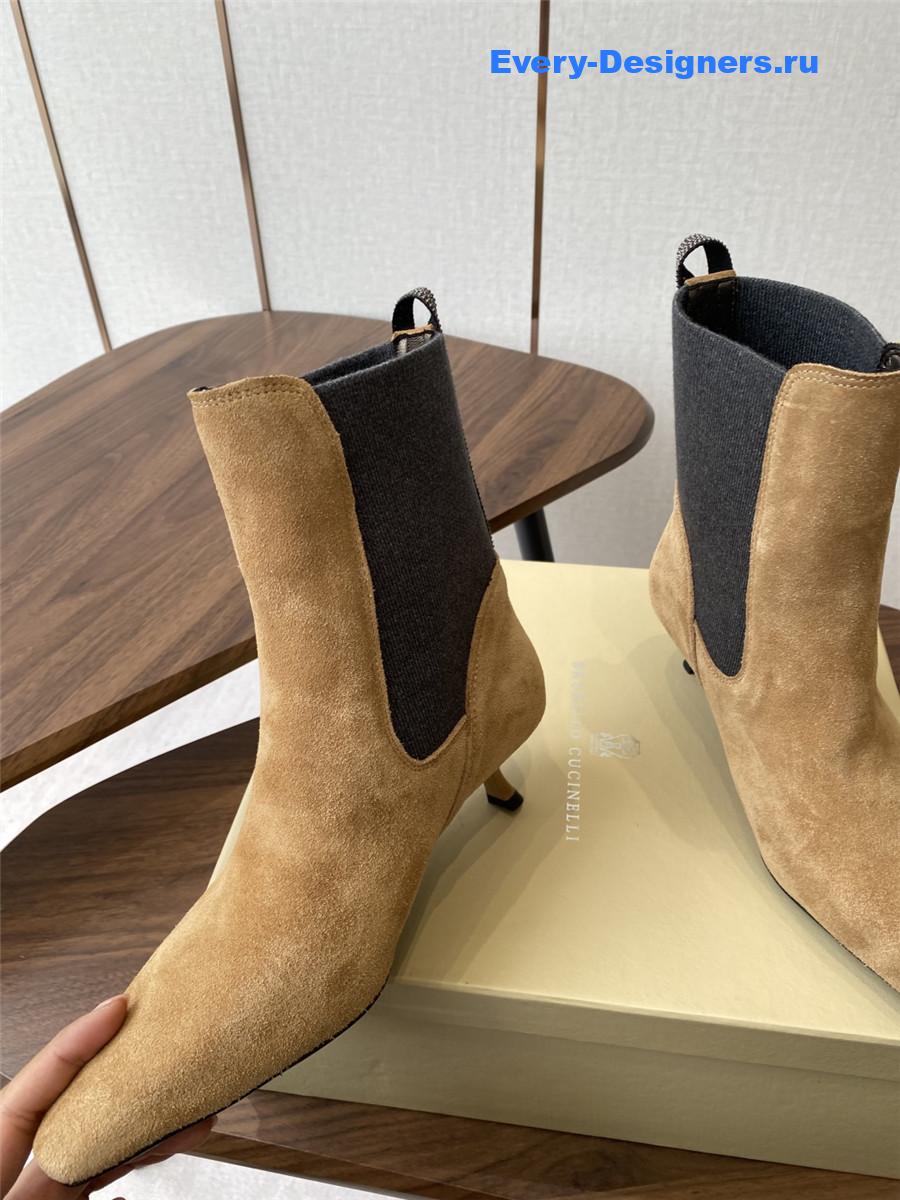 BC Brown Suede Cashmere Kitten-Heel Ankle Boot