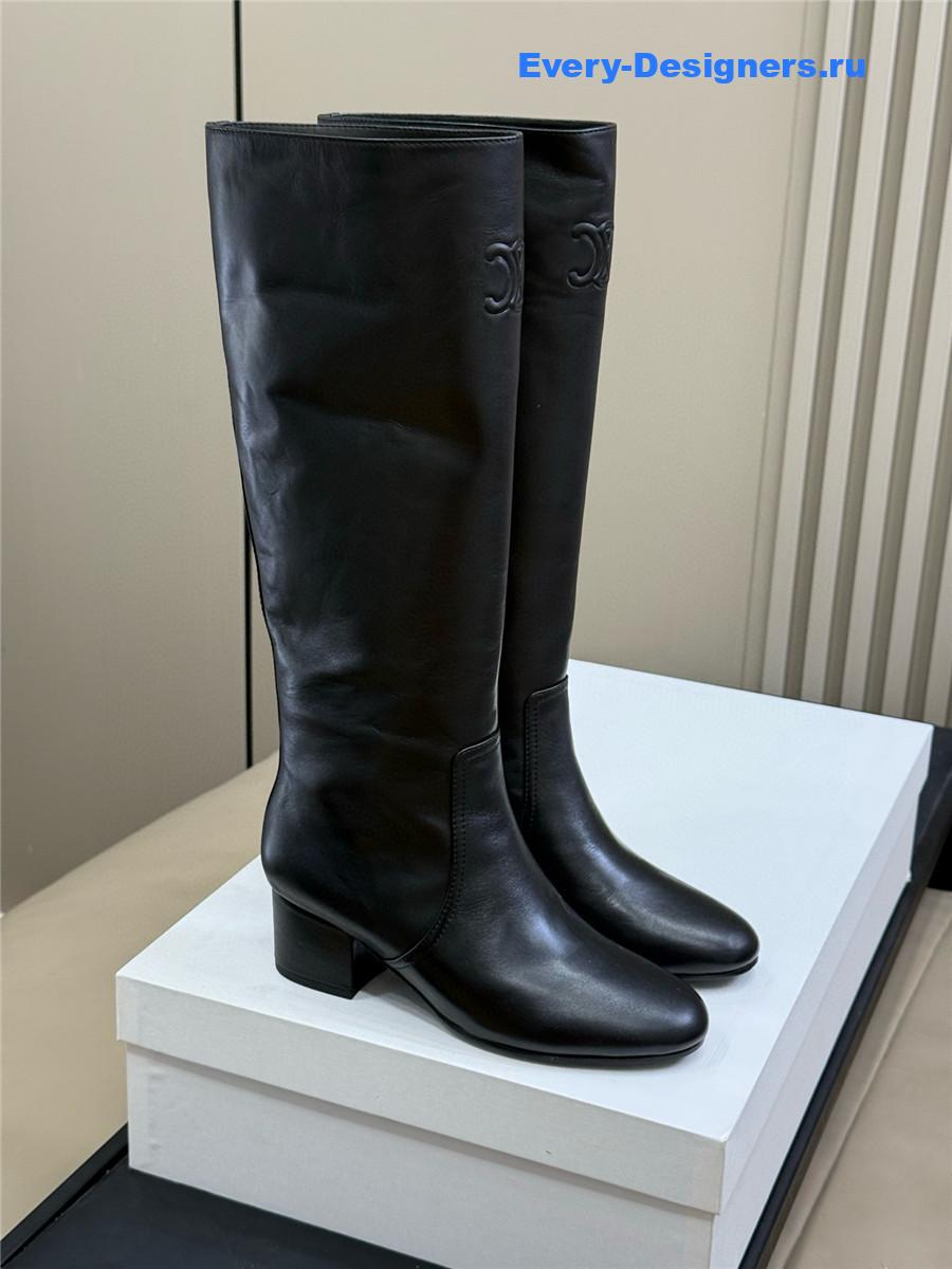 Ce1i*e triomphe black leather high boots