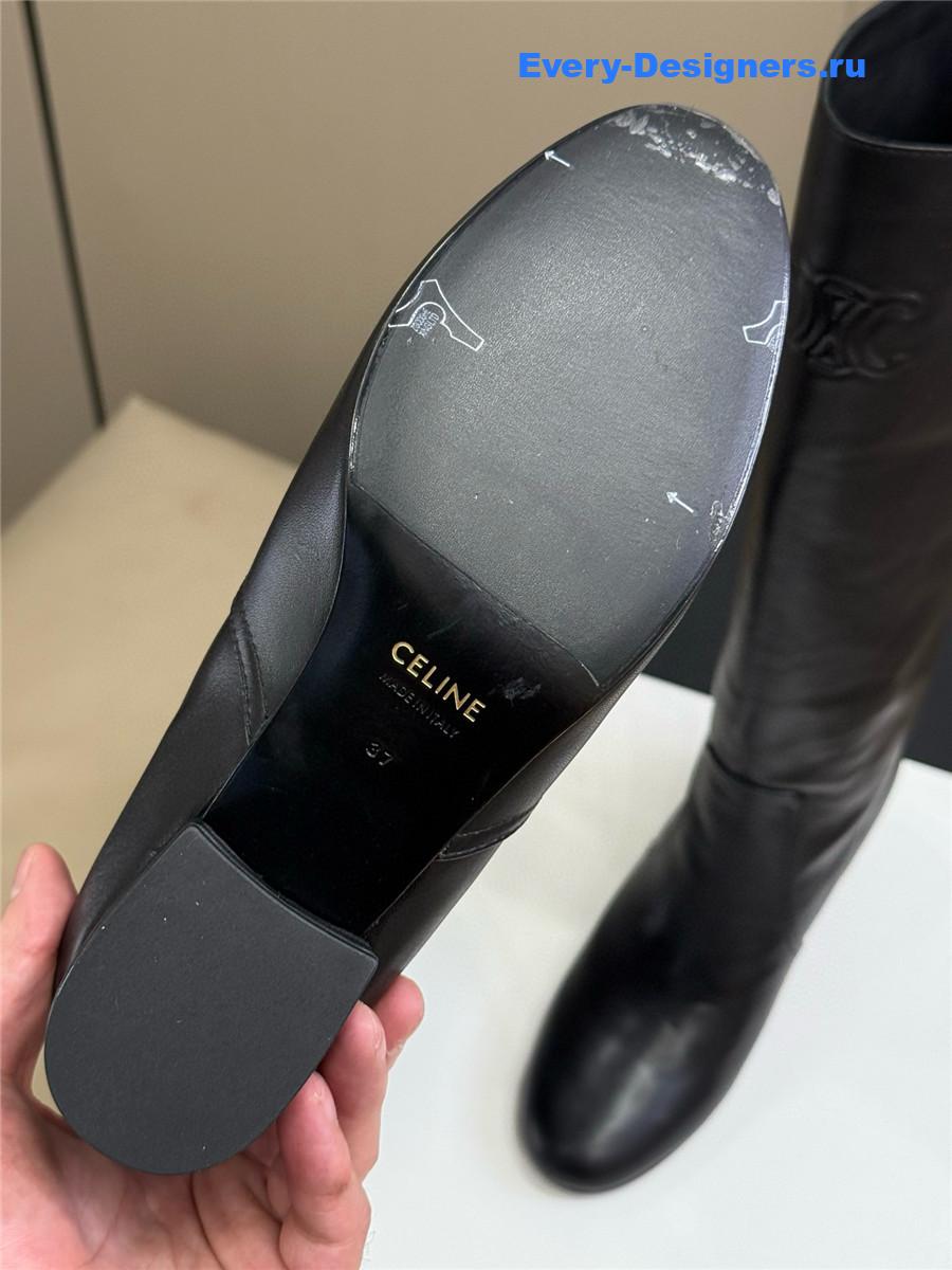 Ce1i*e triomphe black leather high boots