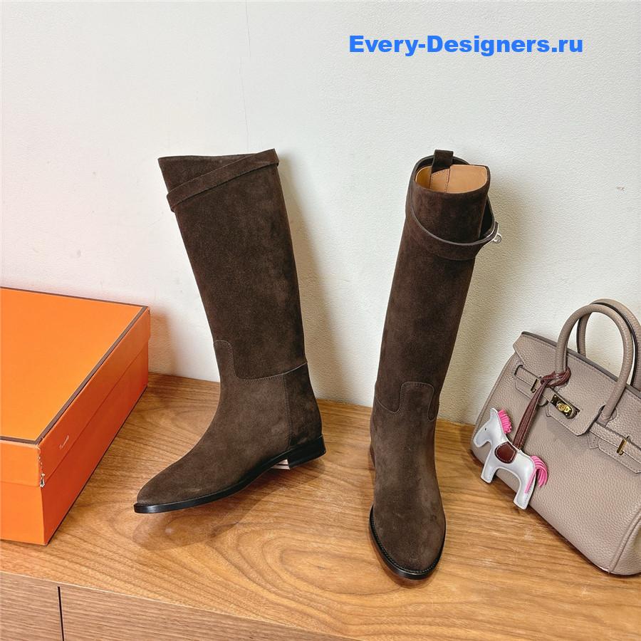 H**me5 dark brown knee-high leather boots