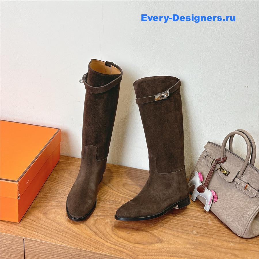 H**me5 dark brown knee-high leather boots