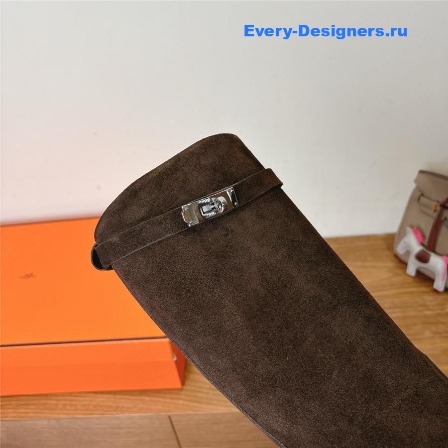 H**me5 dark brown knee-high leather boots
