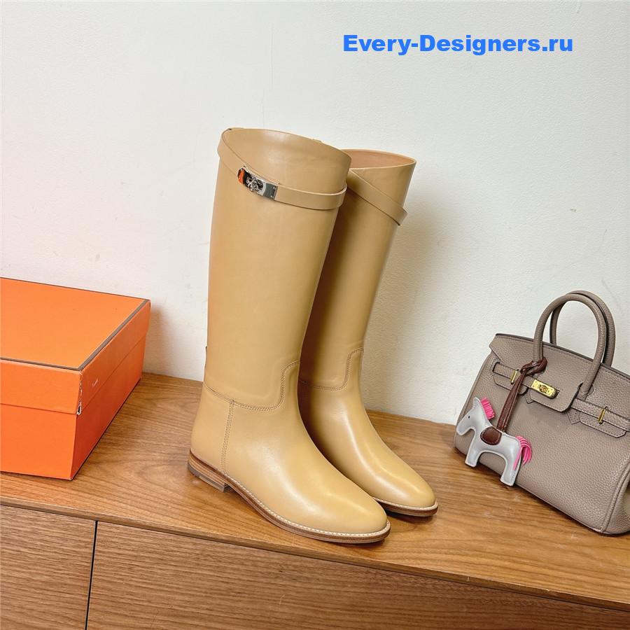 H**me5 beige leather kelly jumping boots