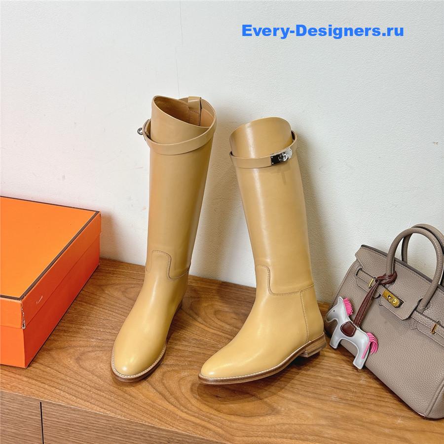 H**me5 beige leather kelly jumping boots
