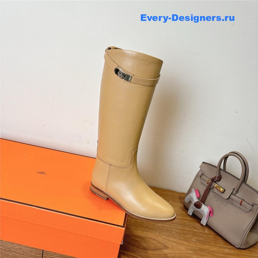H**me5 beige leather kelly jumping boots
