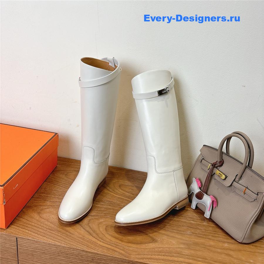 H**me5 white leather kelly jumping boots