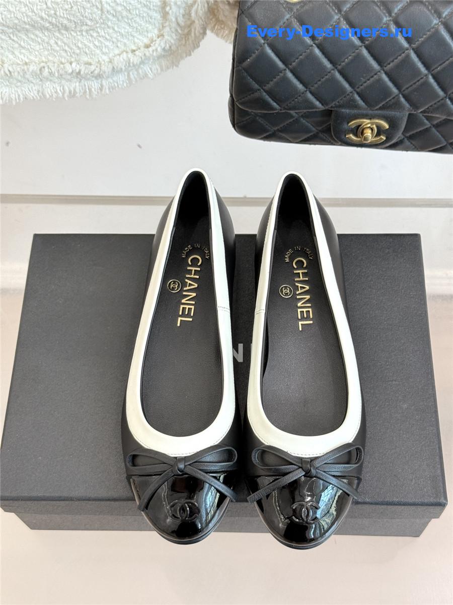 Ch**el black bow ballet flats