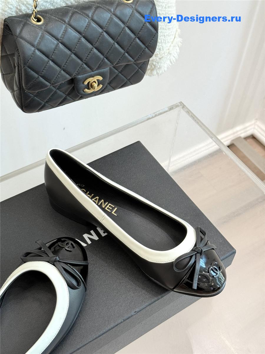 Ch**el black bow ballet flats