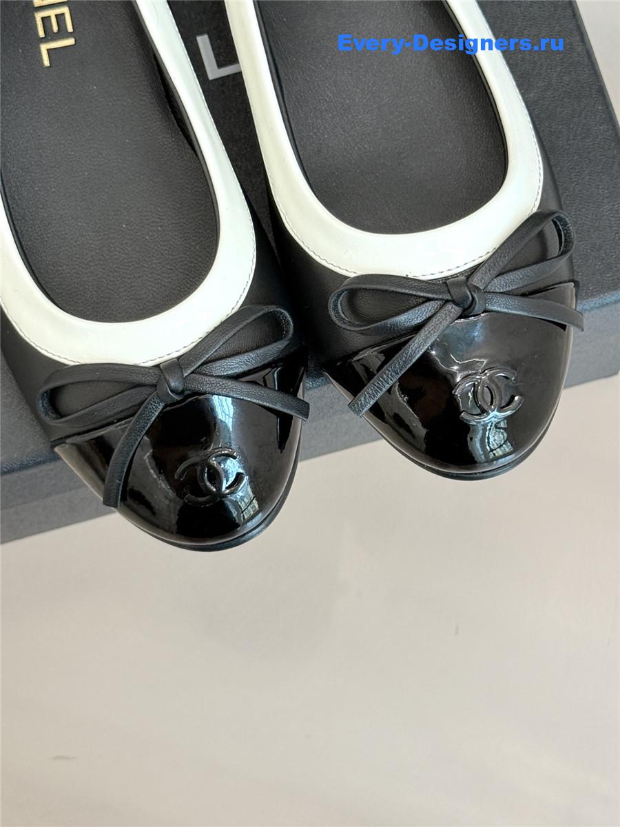 Ch**el black bow ballet flats