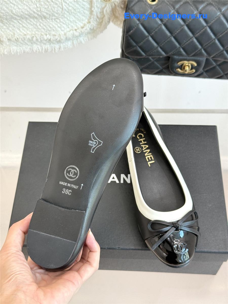 Ch**el black bow ballet flats