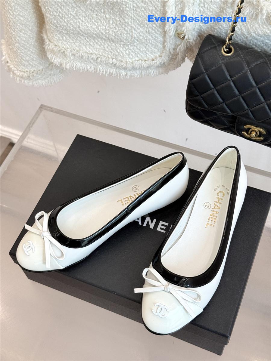 Ch**el white bow ballet flats