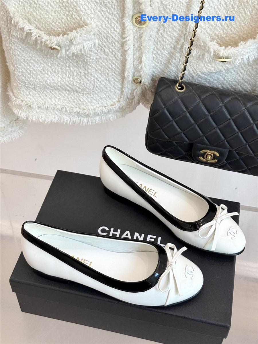 Ch**el white bow ballet flats