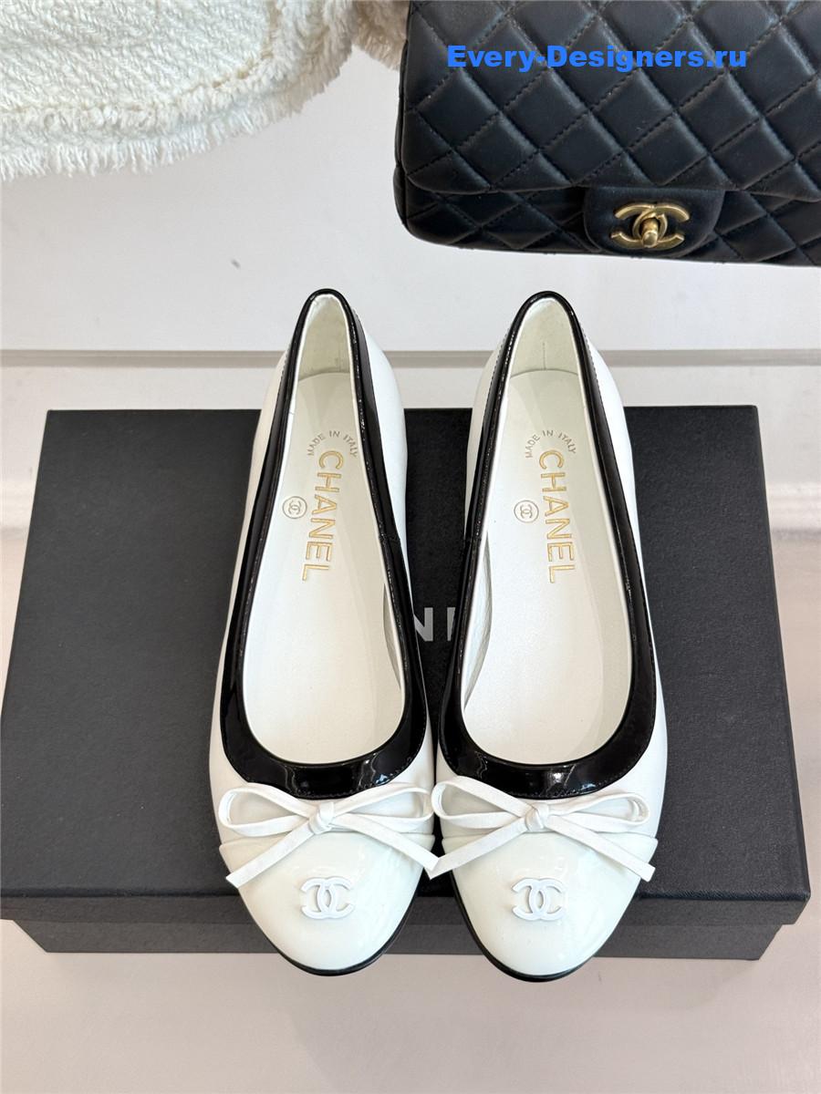 Ch**el white bow ballet flats
