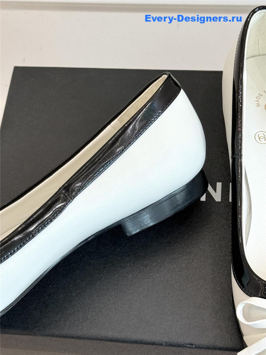 Ch**el white bow ballet flats