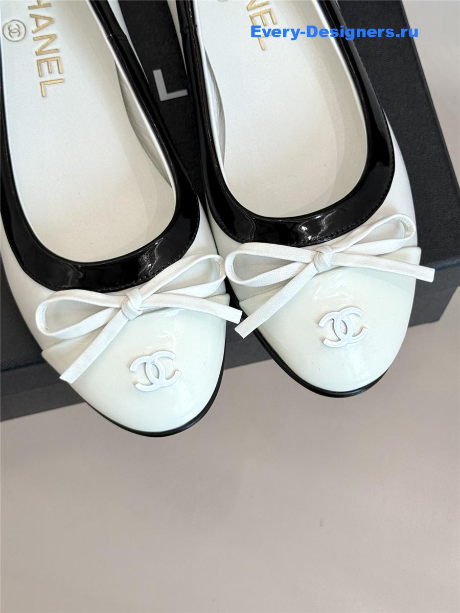 Ch**el white bow ballet flats