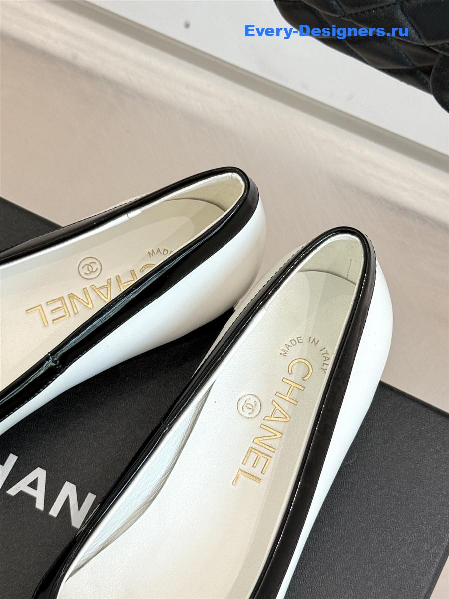 Ch**el white bow ballet flats