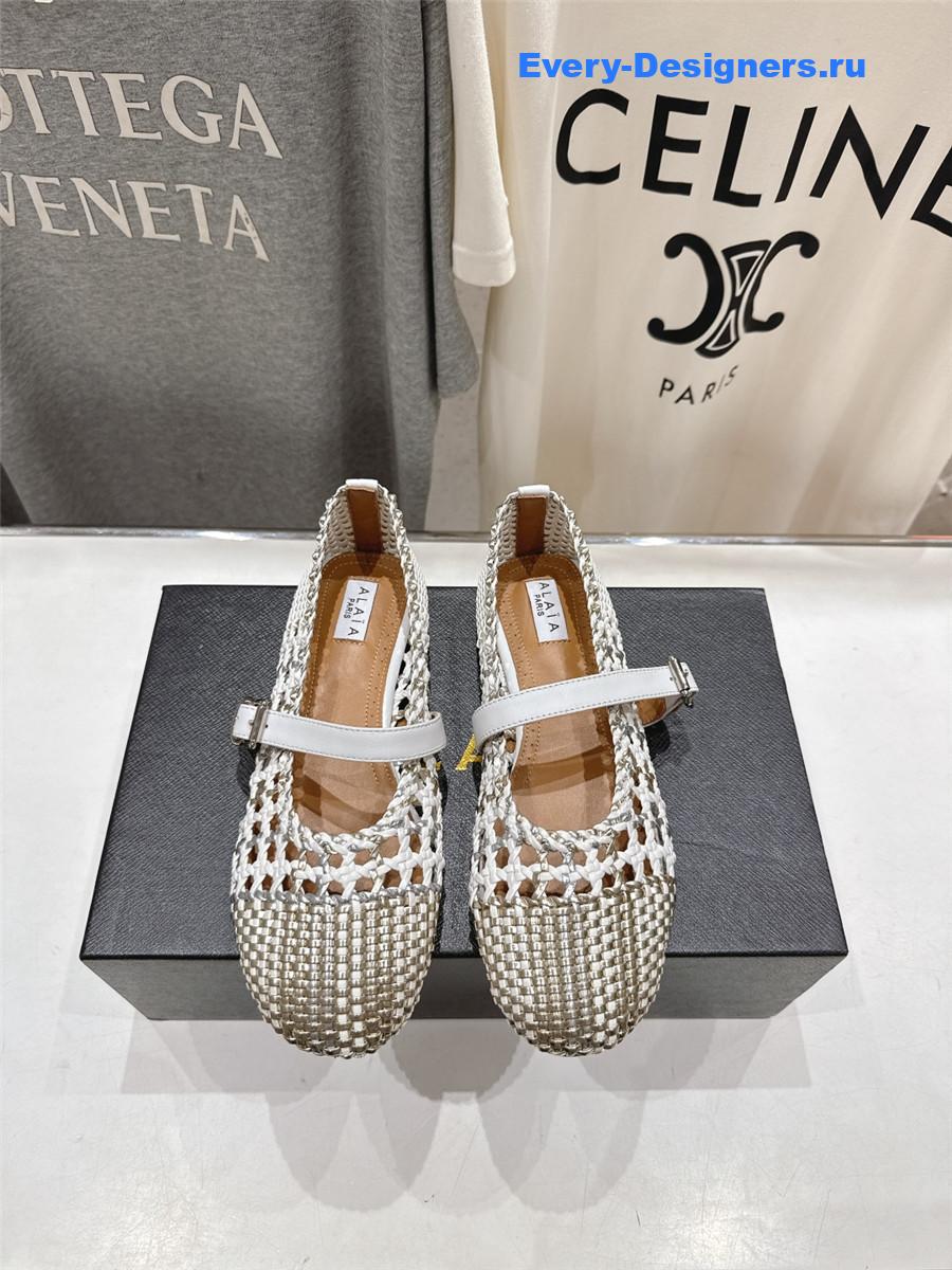 Alaia White Flat Mesh Ballet Flats