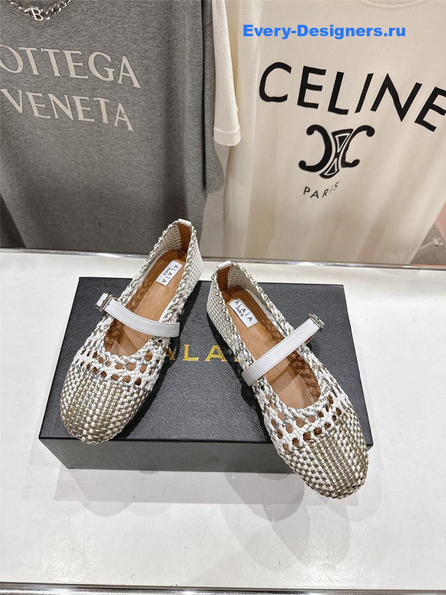 Alaia White Flat Mesh Ballet Flats