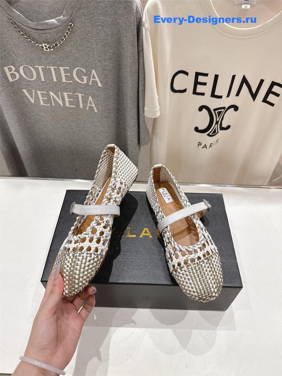 Alaia White Flat Mesh Ballet Flats