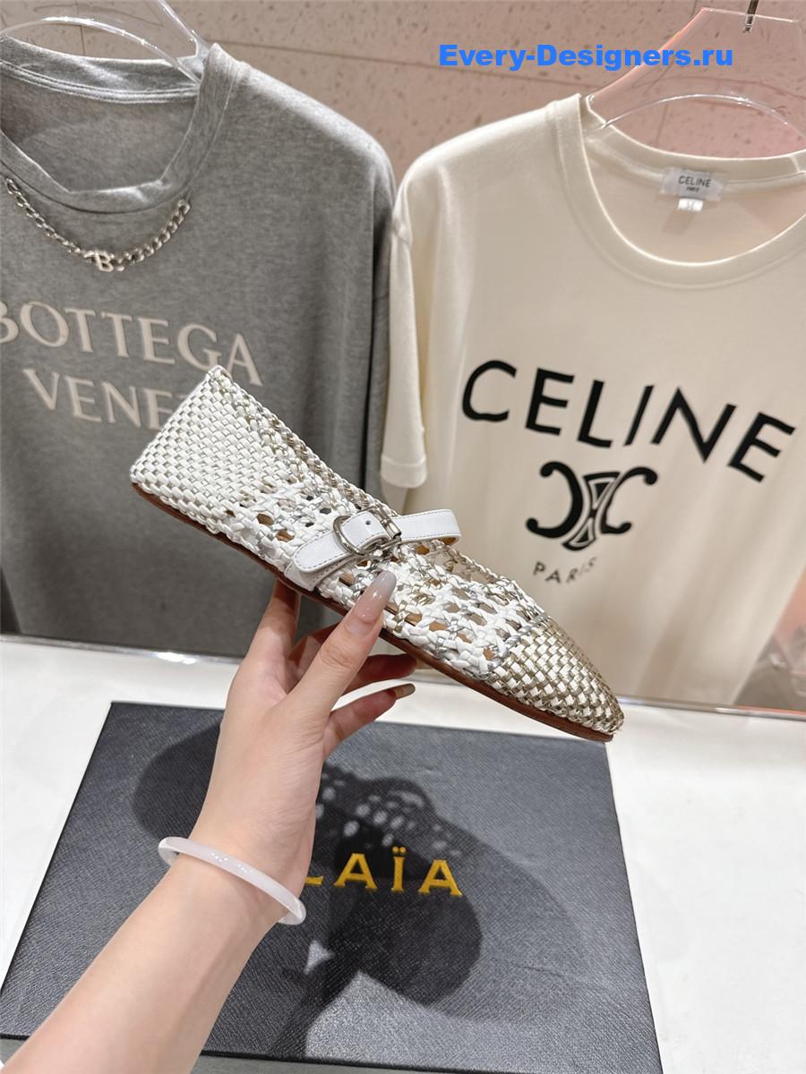 Alaia White Flat Mesh Ballet Flats