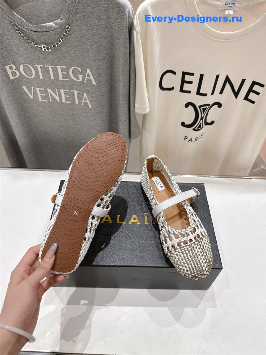 Alaia White Flat Mesh Ballet Flats