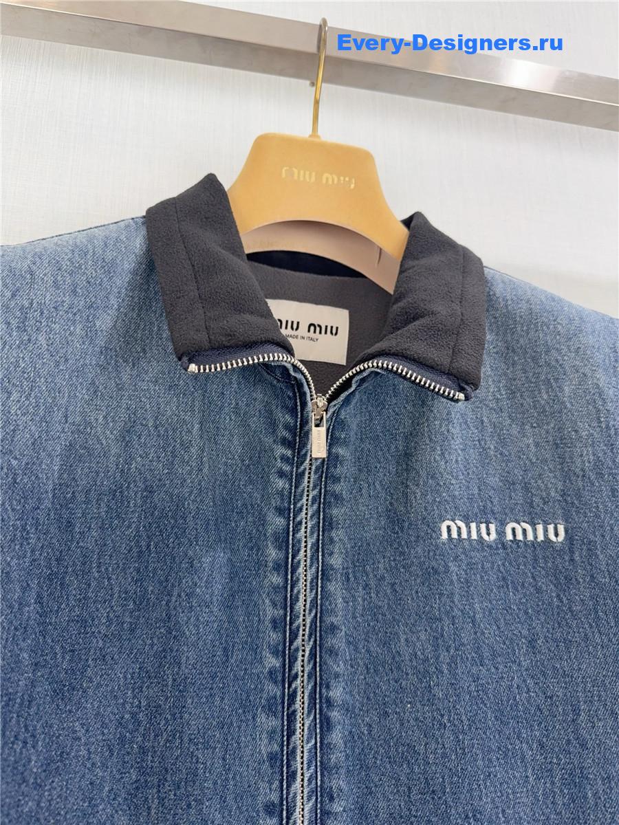 Miu Miu Navy Cashmere Denim Blouson Vest