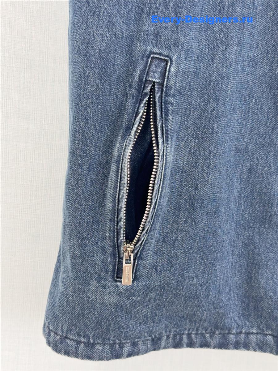 Miu Miu Navy Cashmere Denim Blouson Vest