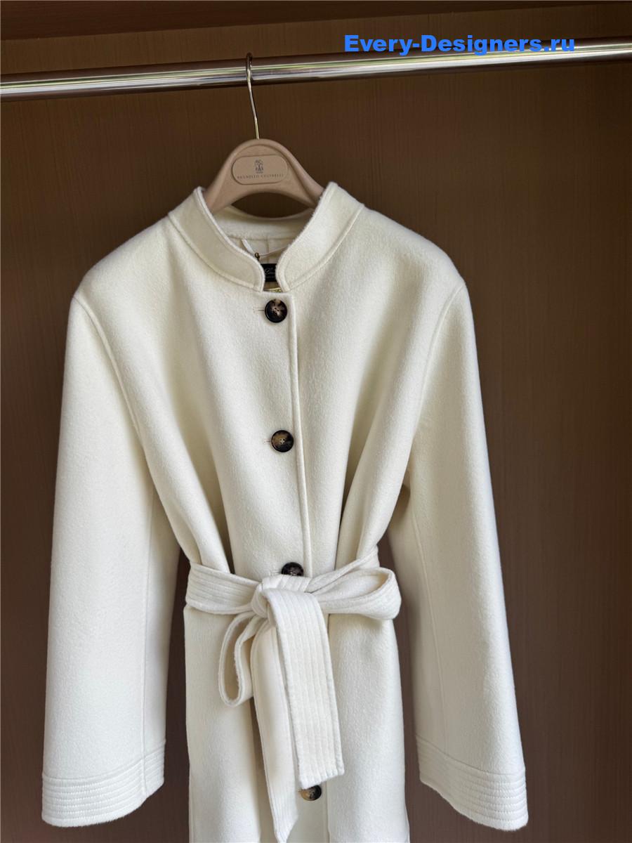 L0r0 P1ana stand collar cashmere beige long coat