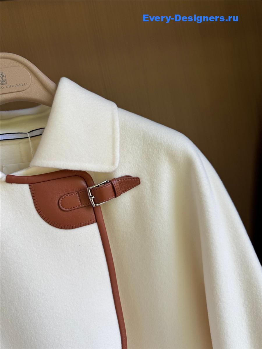 H**me5 leather buttons beige cashmere coat