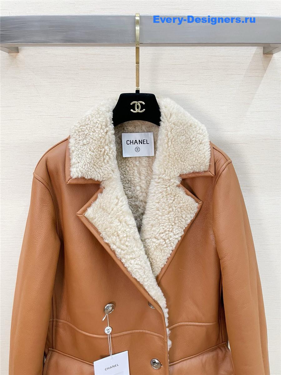 Ch**el brown shearling long coat