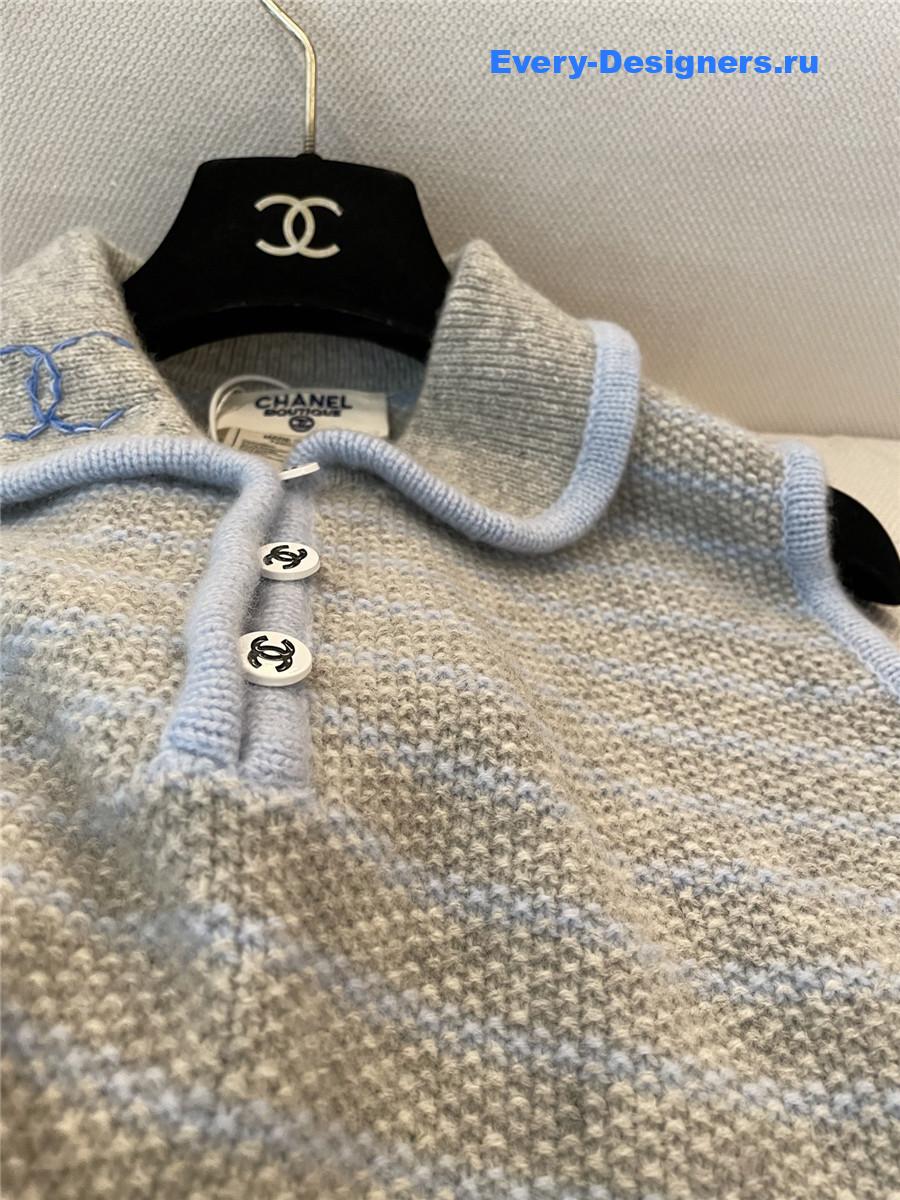 Ch**el cc grey striped sleeveless tank top