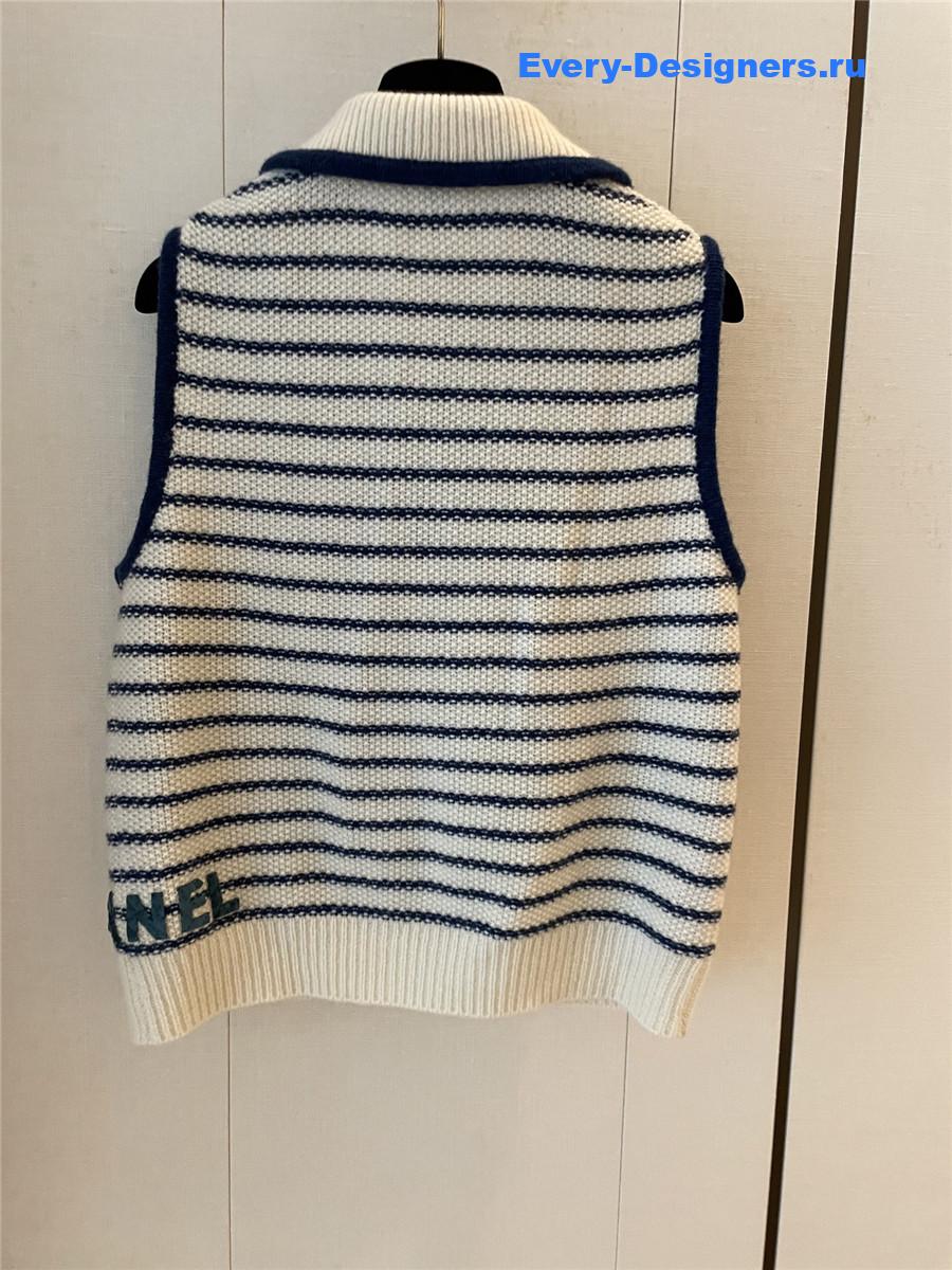 Ch**el cc lapel striped sleeveless vest