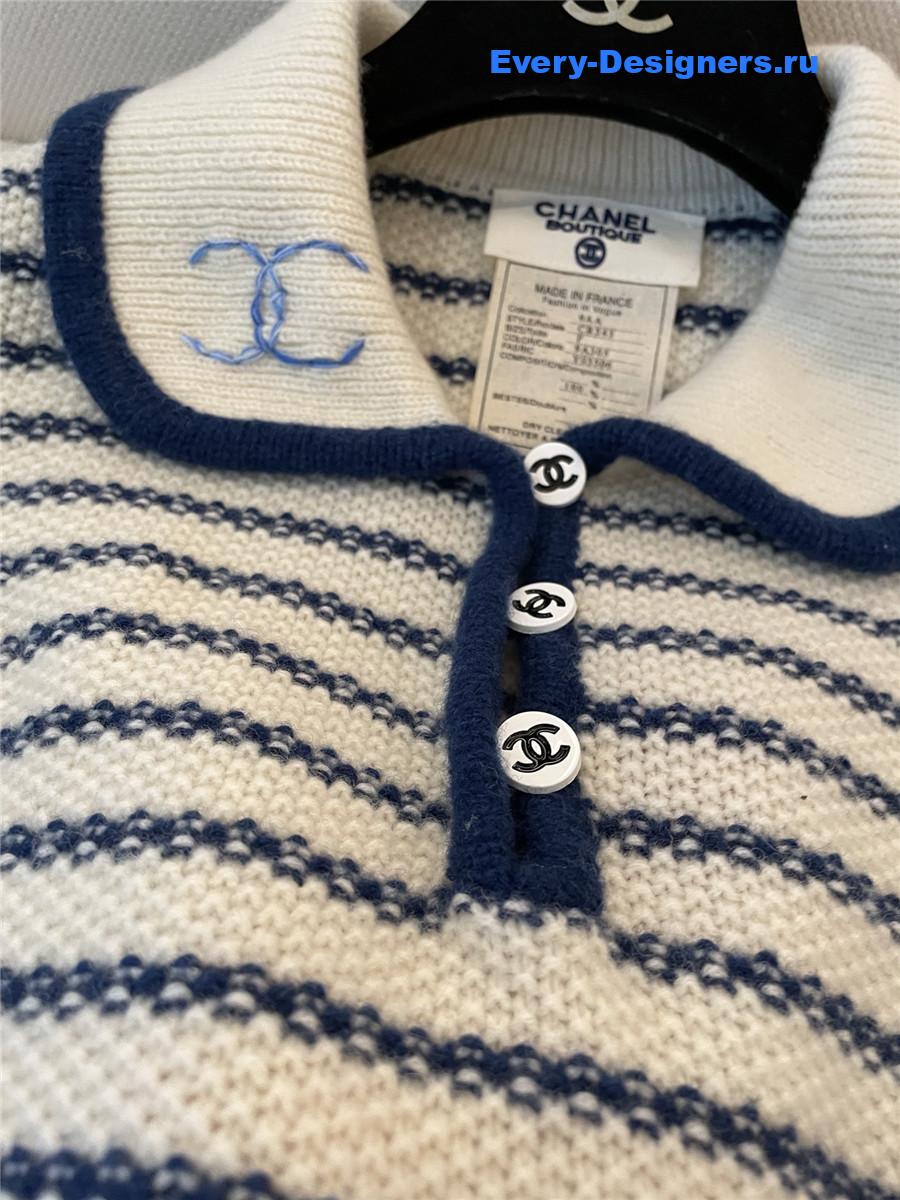 Ch**el cc lapel striped sleeveless vest