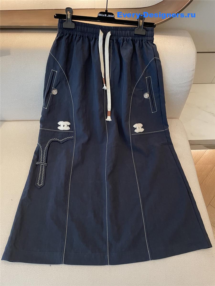 Ch**el dark blue denim skirt