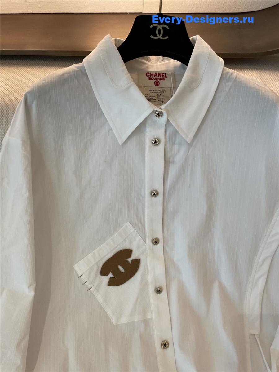 Ch**el white hooded drawstring shirt