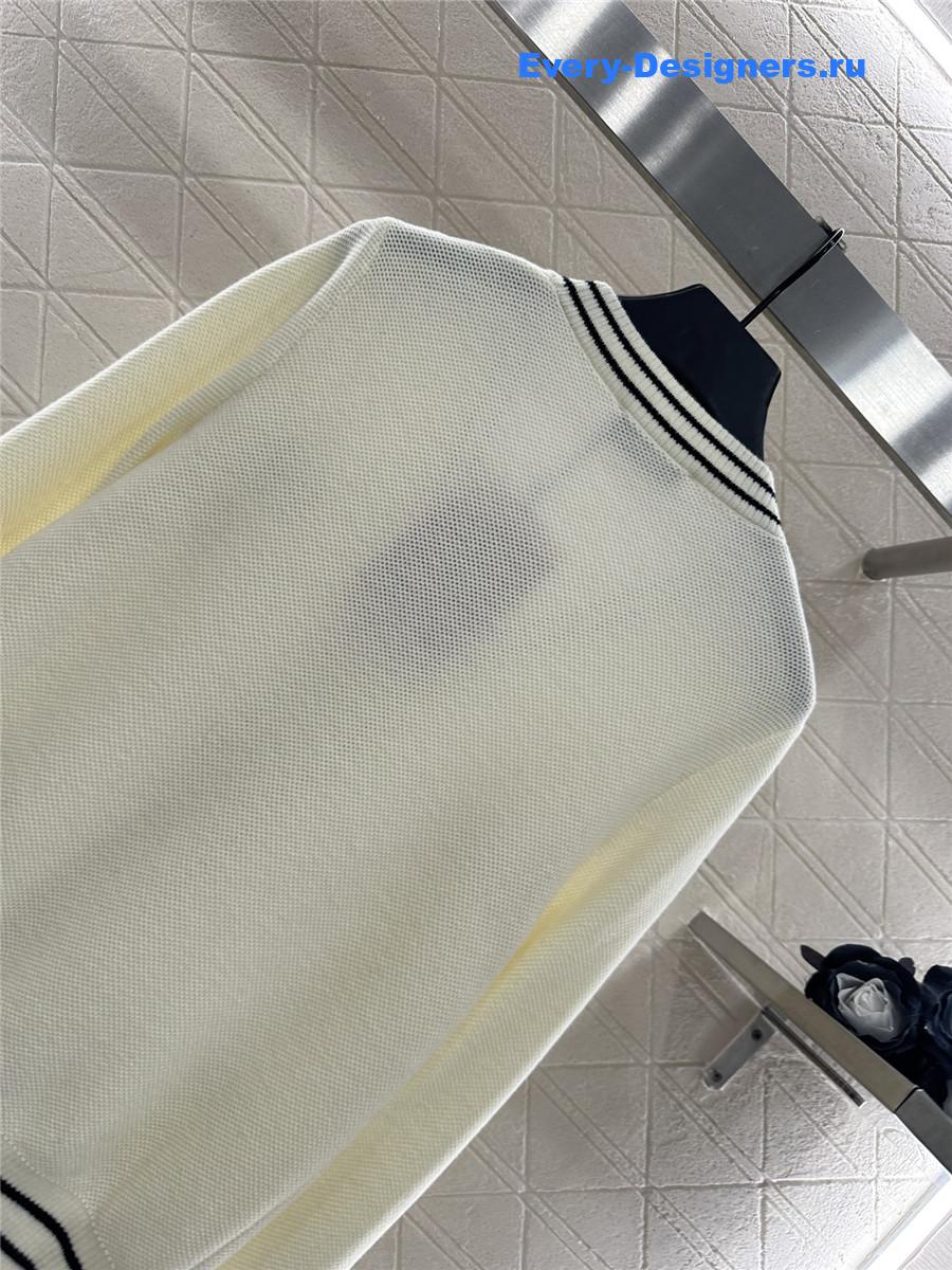 Miu Miu White V-neck striped knitted cardigan